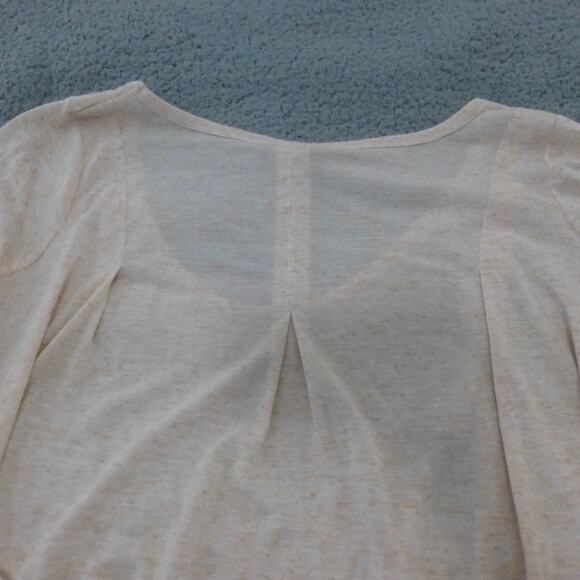 We The Free Top Womens L Boho Beige 3/4 Sleeve Flowy Slouchy Scoop Neck Linen - Picture 4 of 10